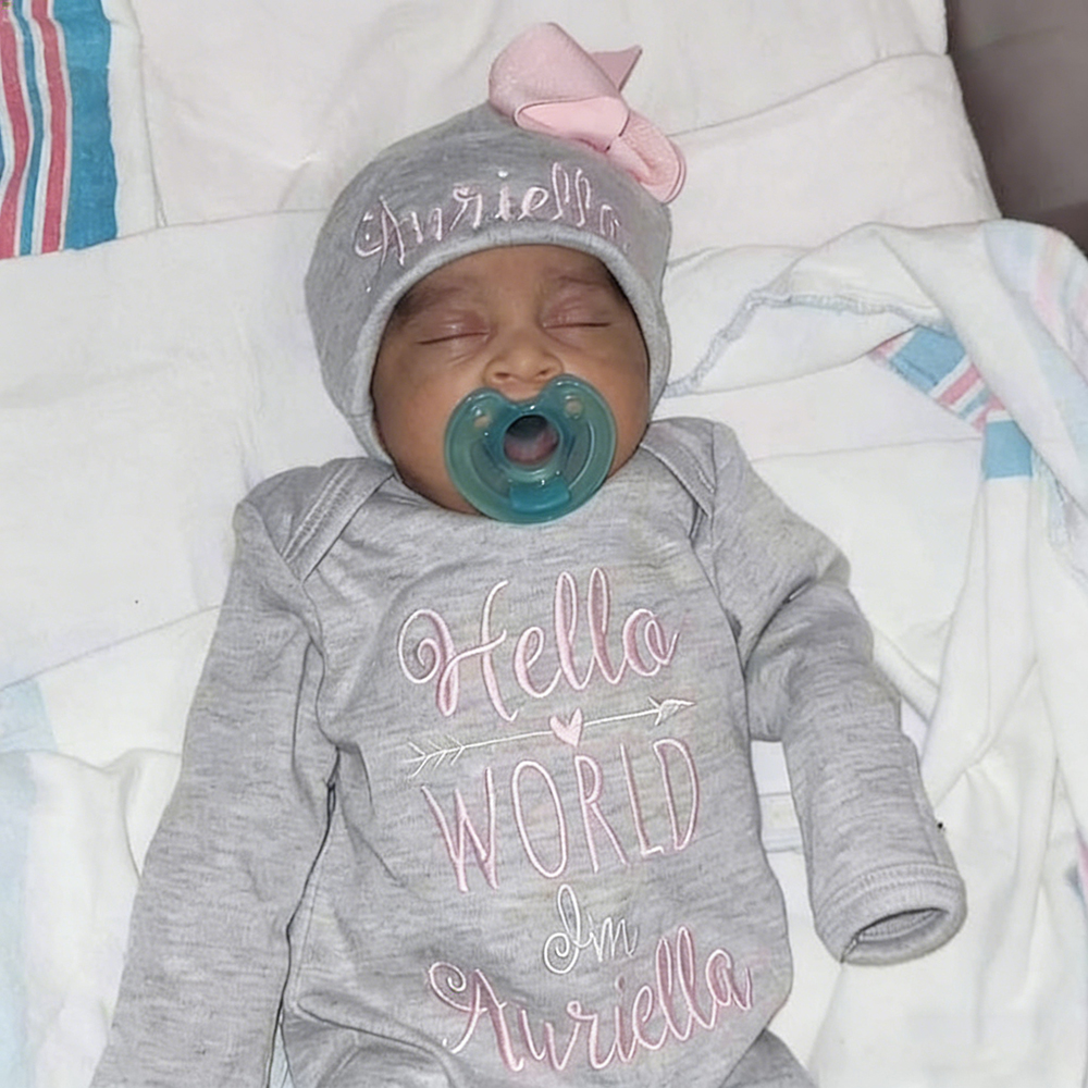 Personalized Embroidery Baby Girl Coming Home Romper and Hat Set | CWBaby425