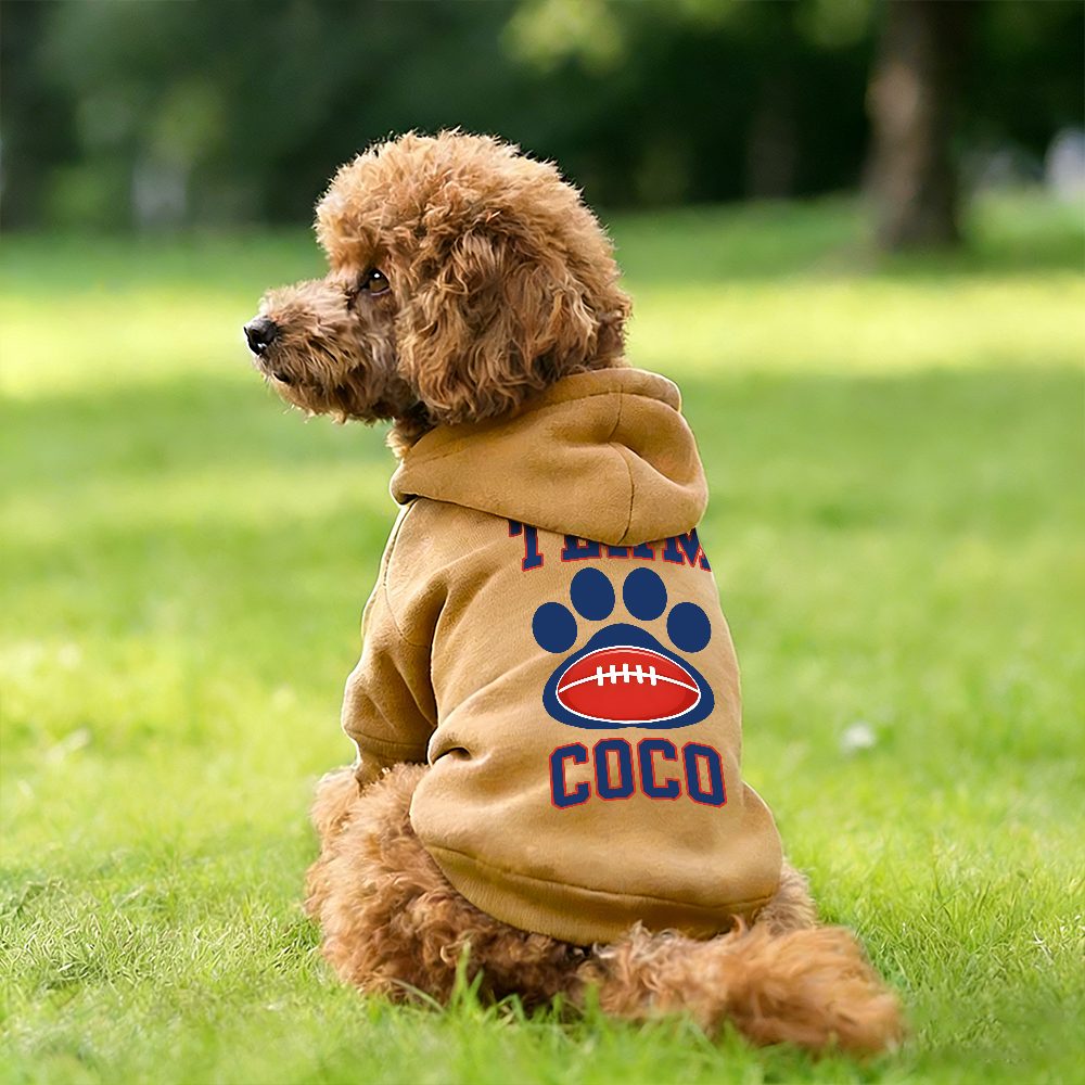 Personalized Football Team Pet Paw Soft Hoodie | BKPet427
