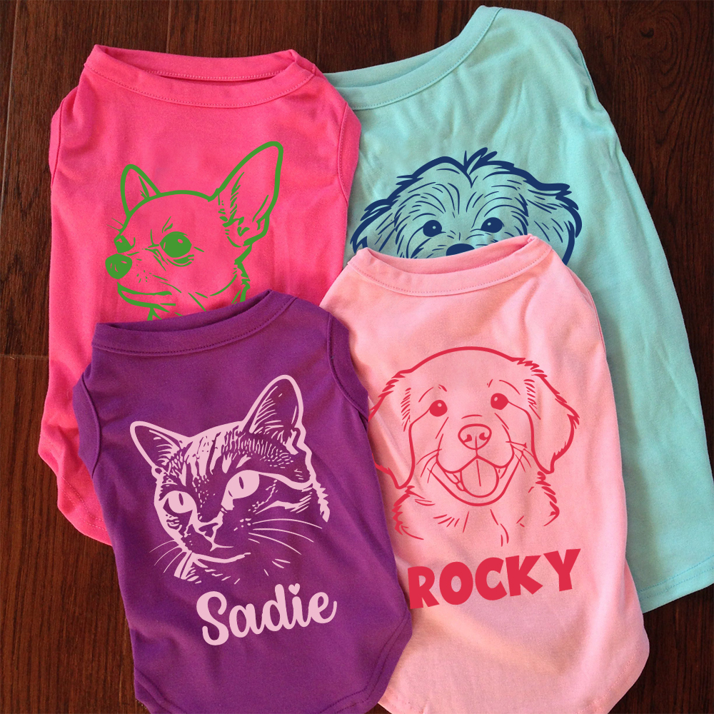 Personalized Adorable Pet Portrait Line-Art Shirt | BKPet440