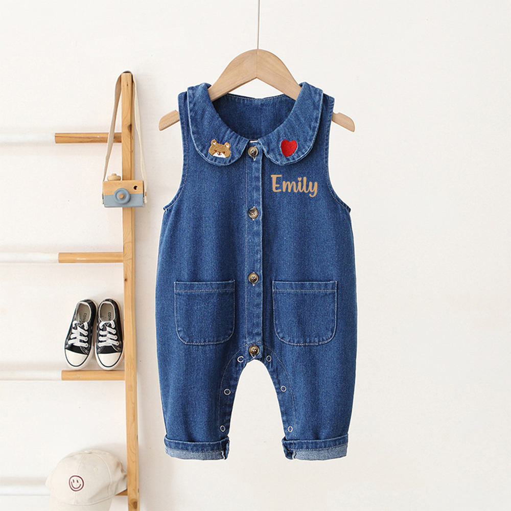 Personalized Baby Lovely Cozy Denim Overalls | CWBaby455