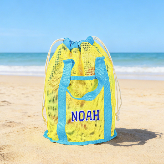 Personalized Letter Patch Summer Beach Mesh Bag | CWBeach219