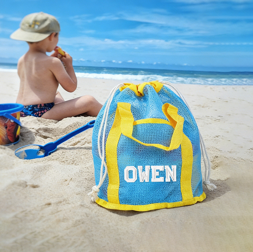 Personalized Letter Patch Summer Beach Mesh Bag | CWBeach219