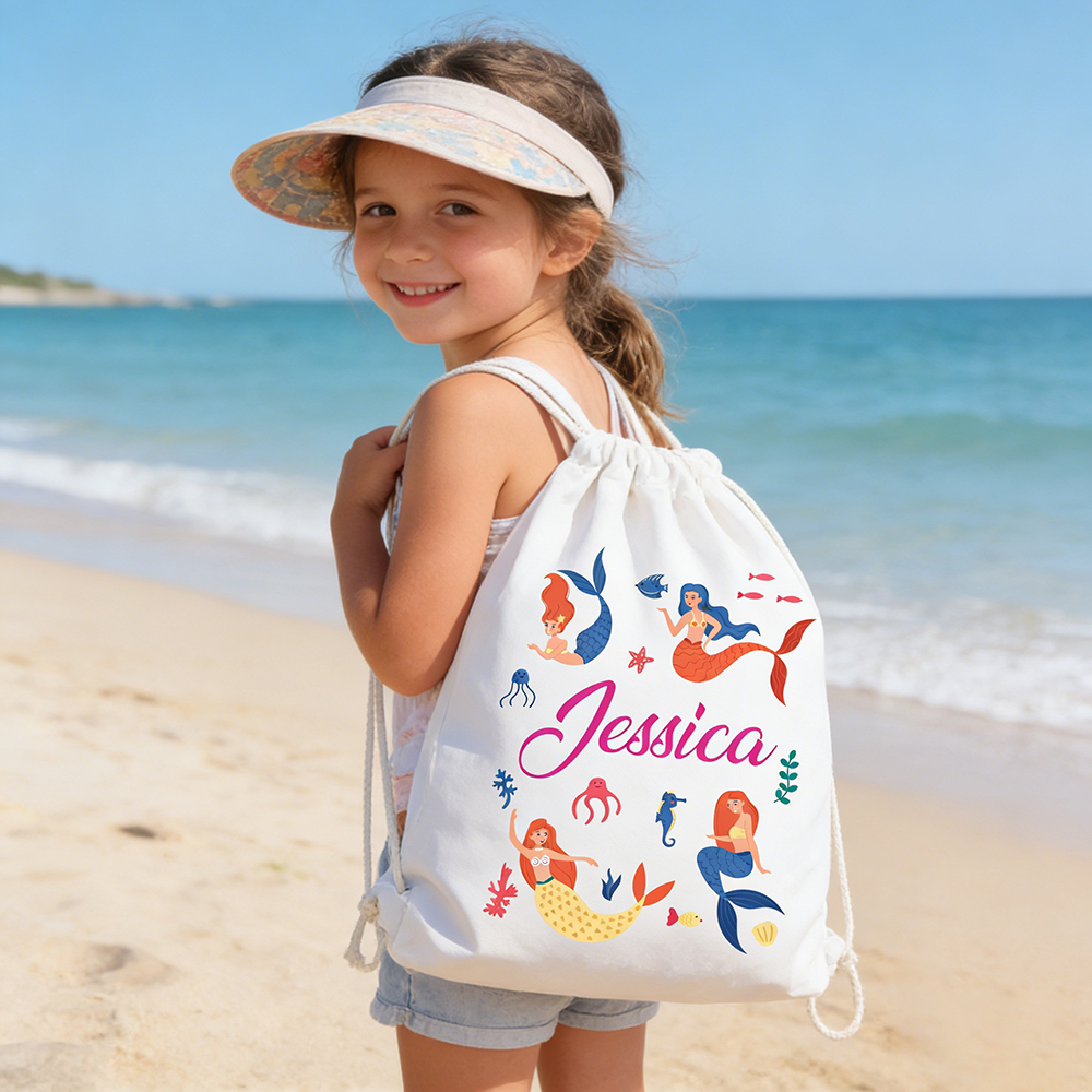 Personalized Kid Summer Beach Drawstring Bag | CWBeach220