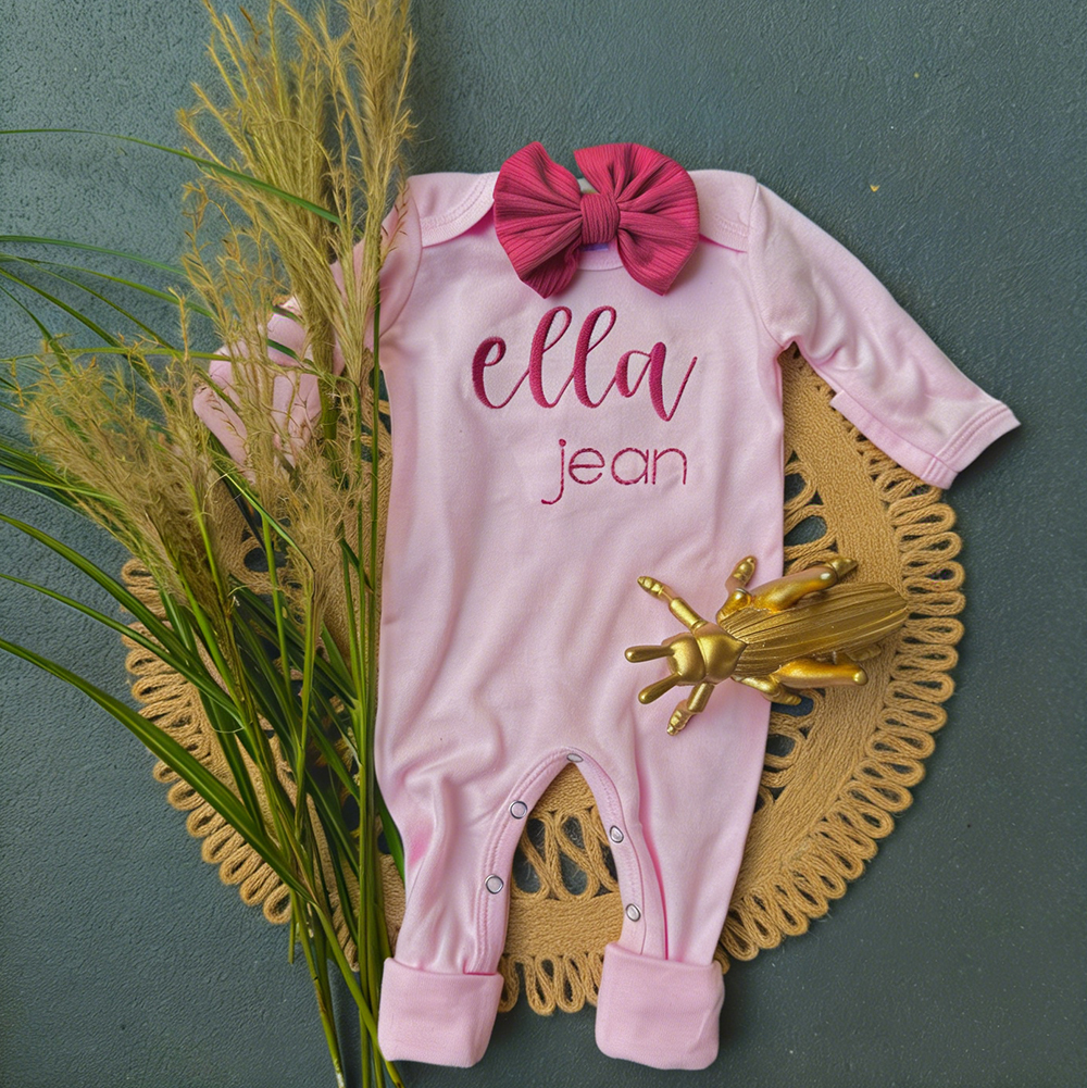 Personalized Embroidery Baby Girl Coming Home Outfit Set | CWBaby461