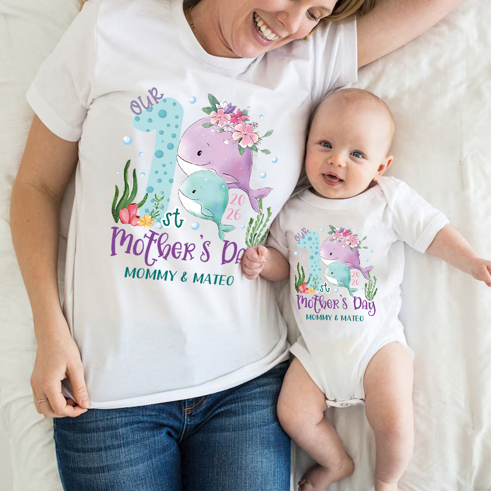 Personalized First Mother's Day Mommy and Baby Outfit | CWFamily129
