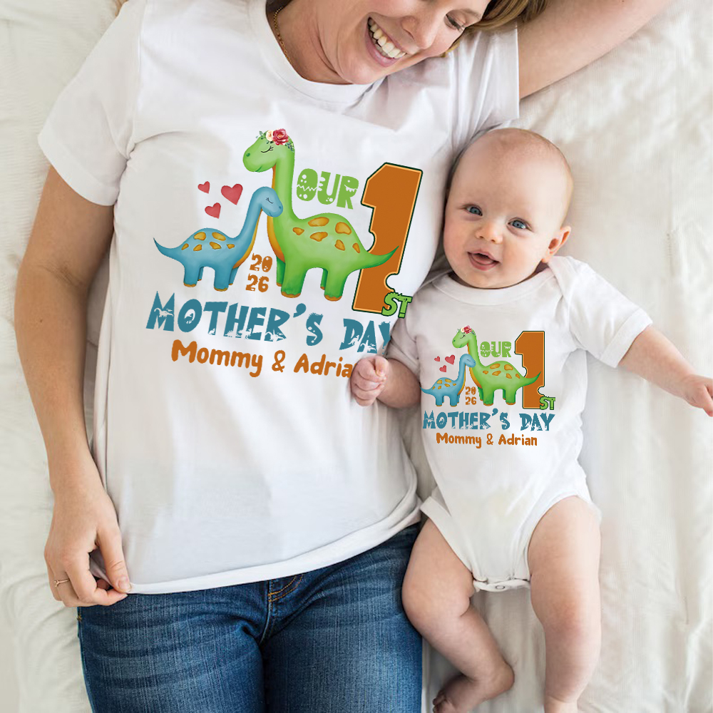 Personalized First Mother's Day Mommy and Baby Outfit | CWFamily130