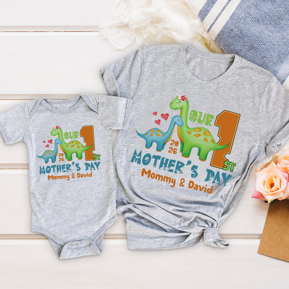 Personalized First Mother's Day Mommy and Baby Outfit | CWFamily130