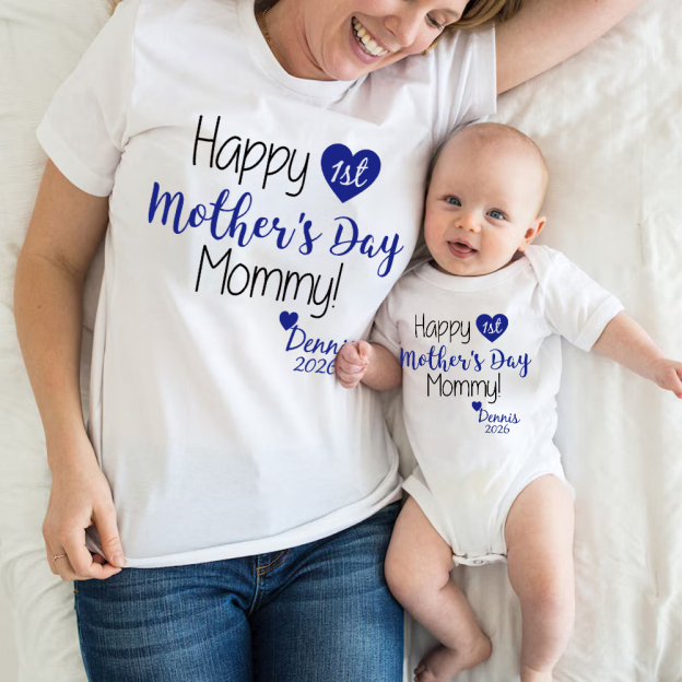Personalized First Mother's Day Mommy and Baby Outfit | CWFamily139