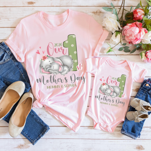 Personalized First Mother's Day Mommy and Baby Outfit | CWFamily134