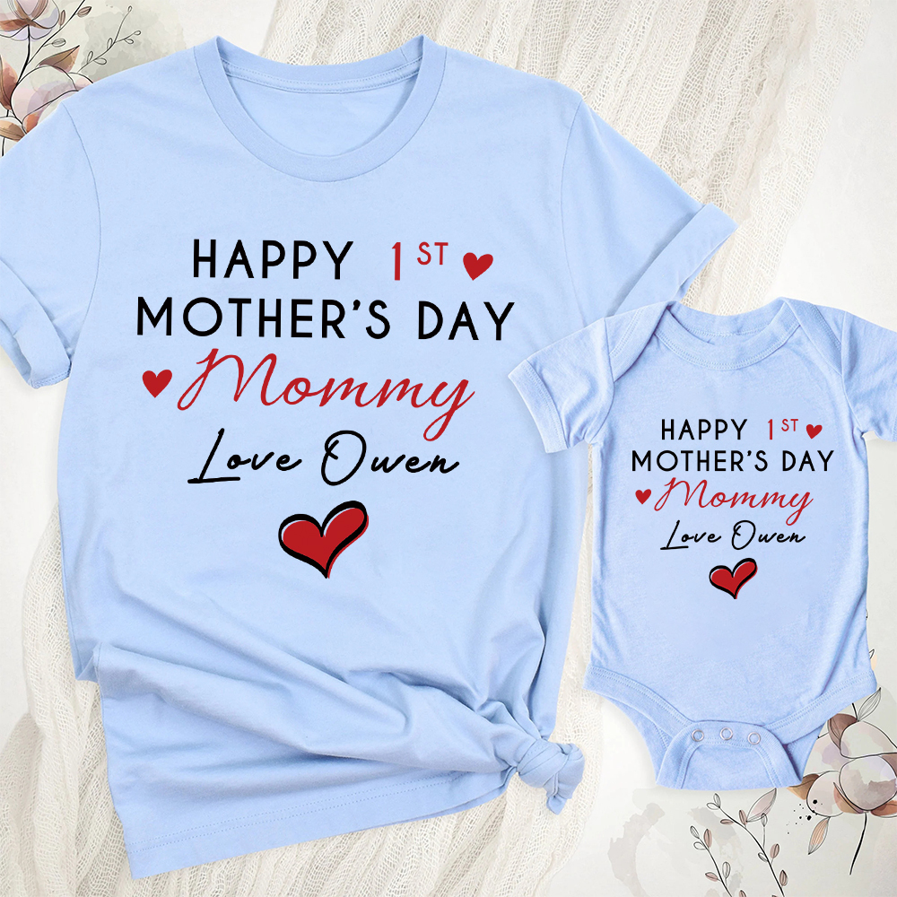 Personalized First Mother's Day Mommy and Baby Outfit | CWFamily140