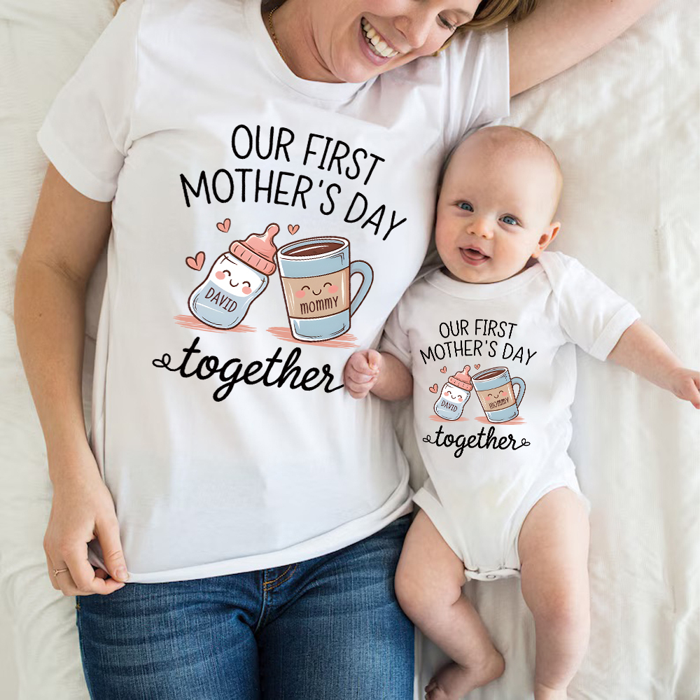 Personalized First Mother's Day Mommy and Baby Outfit | CWFamily141