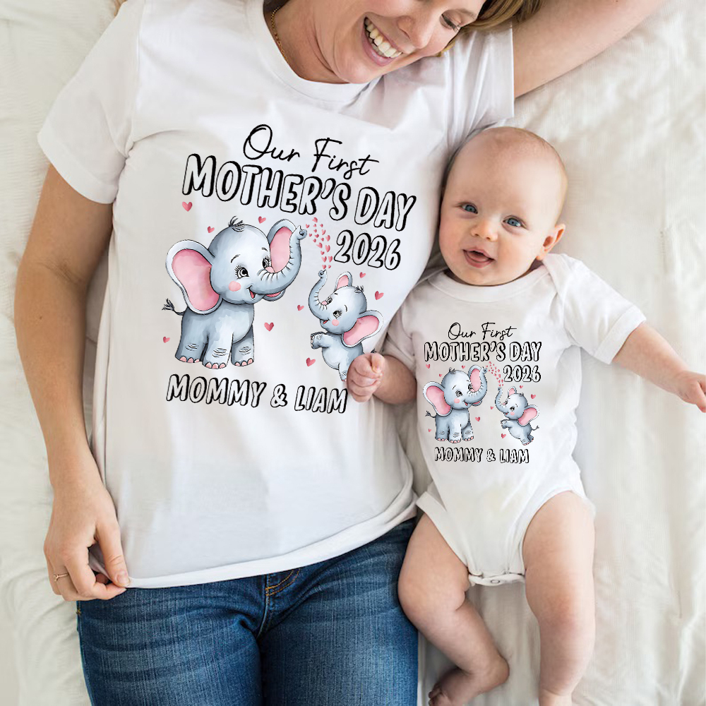 Personalized First Mother's Day Mommy and Baby Outfit | CWFamily142
