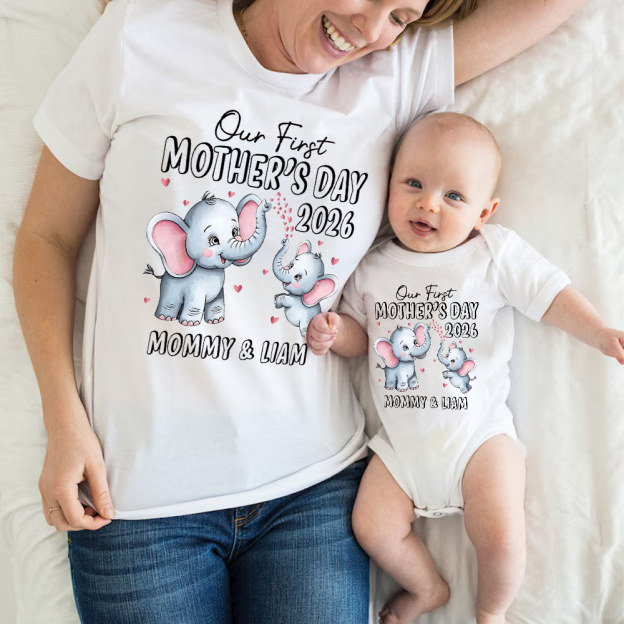Personalized First Mother's Day Mommy and Baby Outfit | CWFamily142