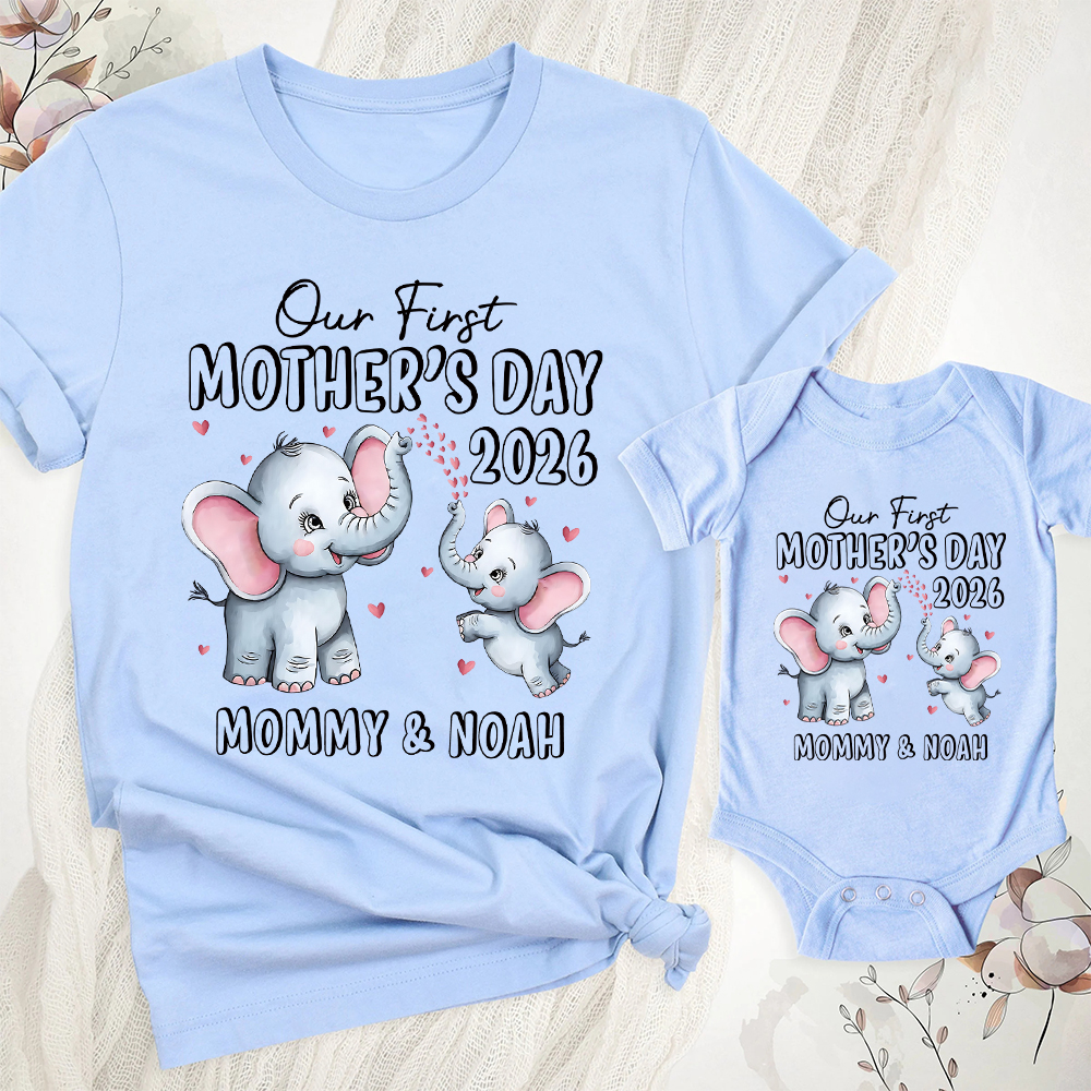 Personalized First Mother's Day Mommy and Baby Outfit | CWFamily142