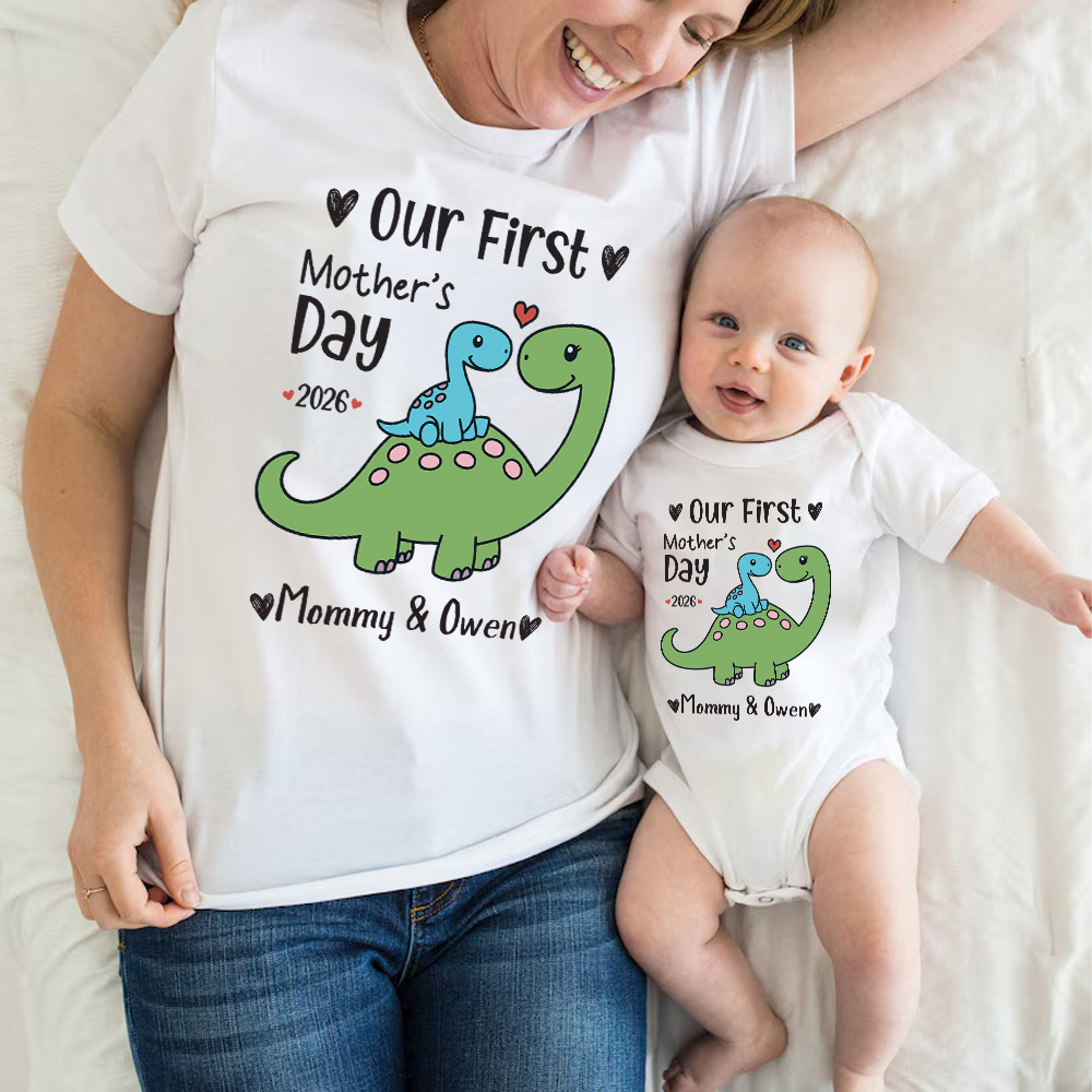 Personalized First Mother's Day Mommy and Baby Outfit | CWFamily146