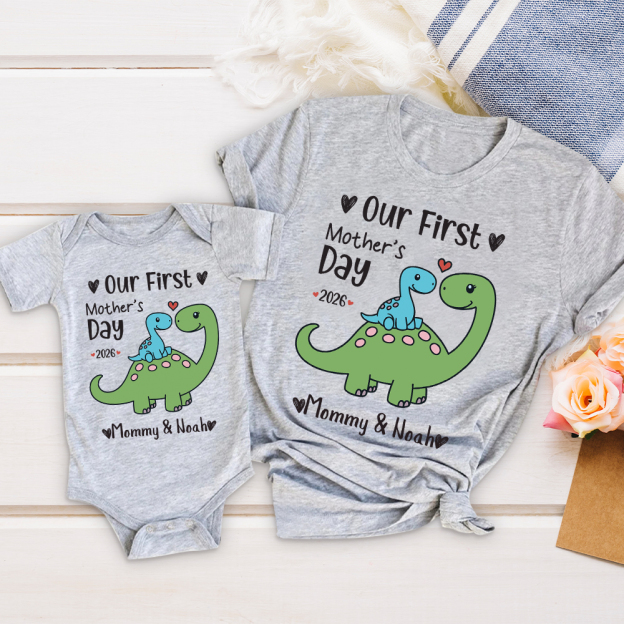Personalized First Mother's Day Mommy and Baby Outfit | CWFamily146