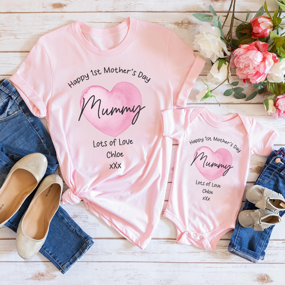 Personalized First Mother's Day Mommy and Baby Outfit | CWFamily138