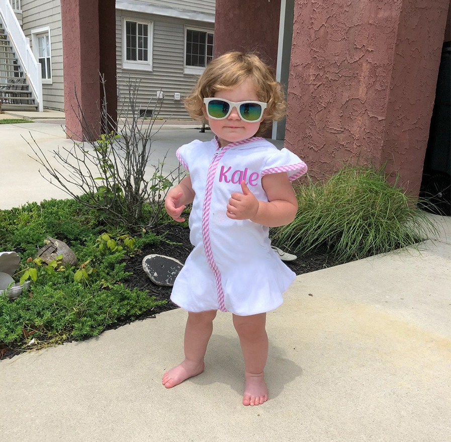 Personalized Kid Swim Cover up Hooded Robe Zippered Bath Towel | CWBaby465