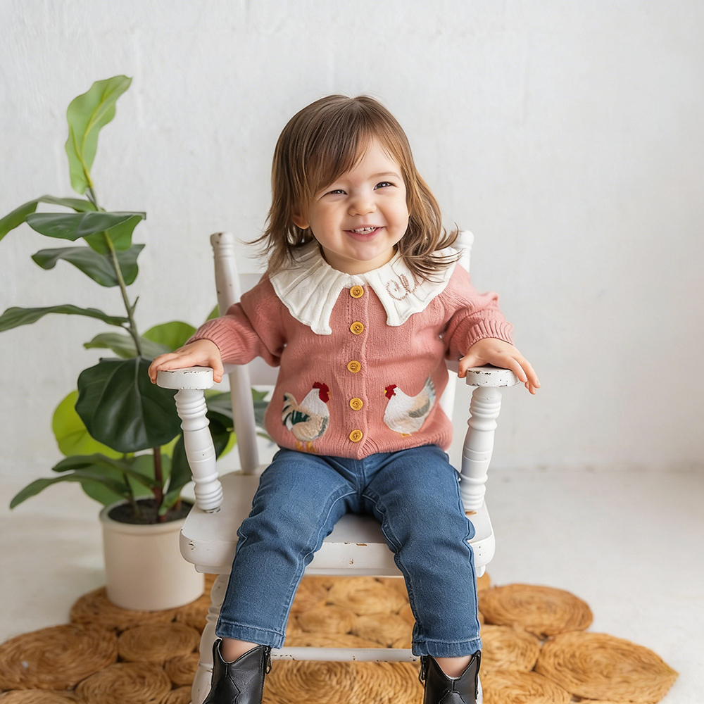 Personalized Embroidered Chicken Cardigan Sweater | CWBaby467