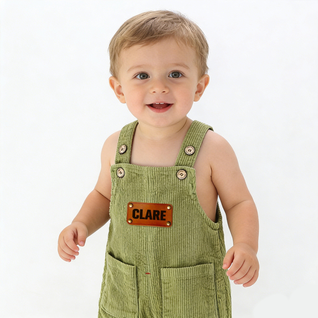 Personalized Leather Patch Corduroy Baby Suspenders Overalls | CWBaby468
