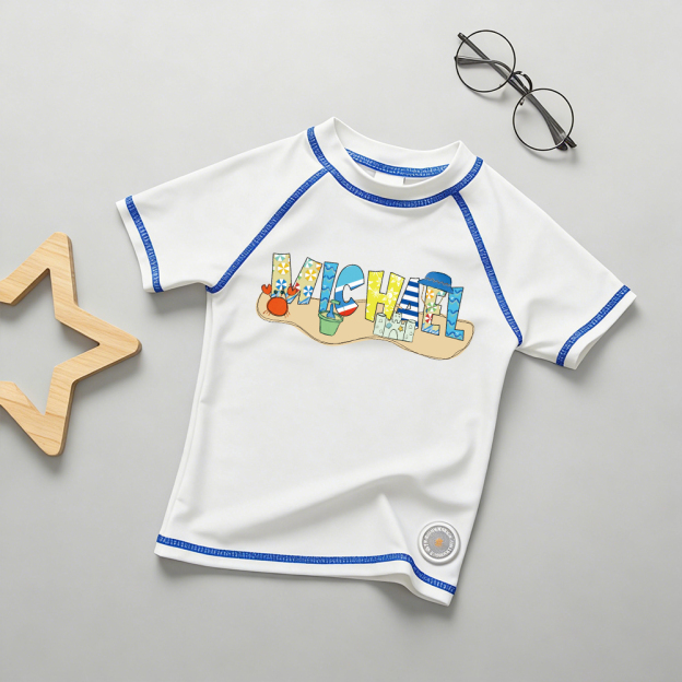 Personalized Kid Summer Beach Swim Suit Shirt | CWBeach232