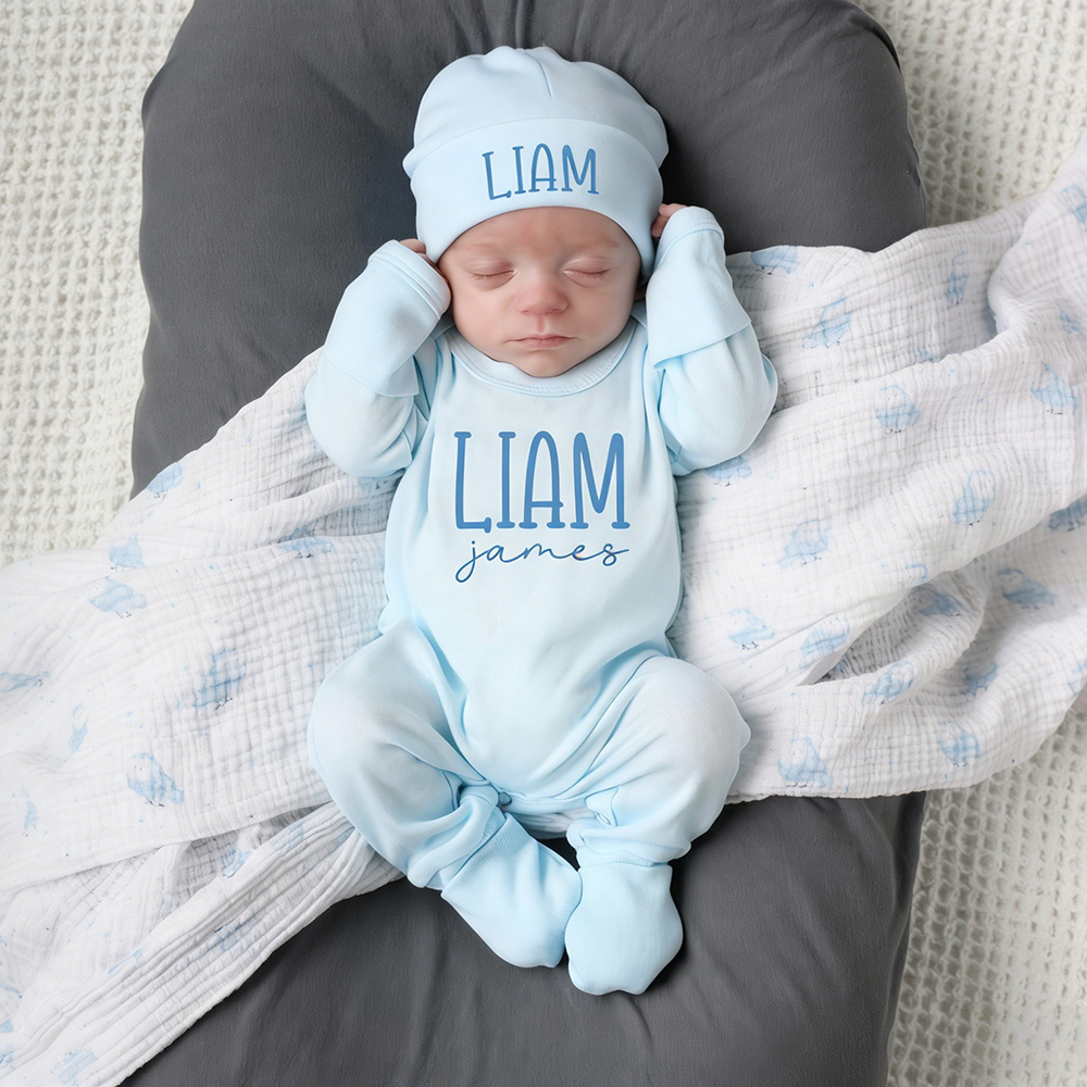 Personalized Baby Coming Home Romper and Hat Set | CWBaby473