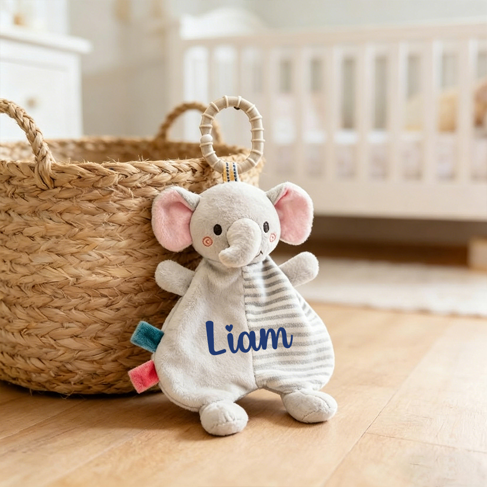 Personalized Baby Animal Bed Hanging Stripe Cuddle Toy | CWToy187
