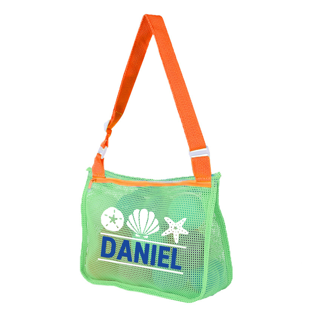 Personalized Seashell Zipper Mesh Beach Bag | CWBeach0102