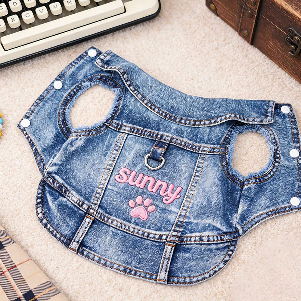 Personalized Embroidered Pet Denim Jacket | BKPet464
