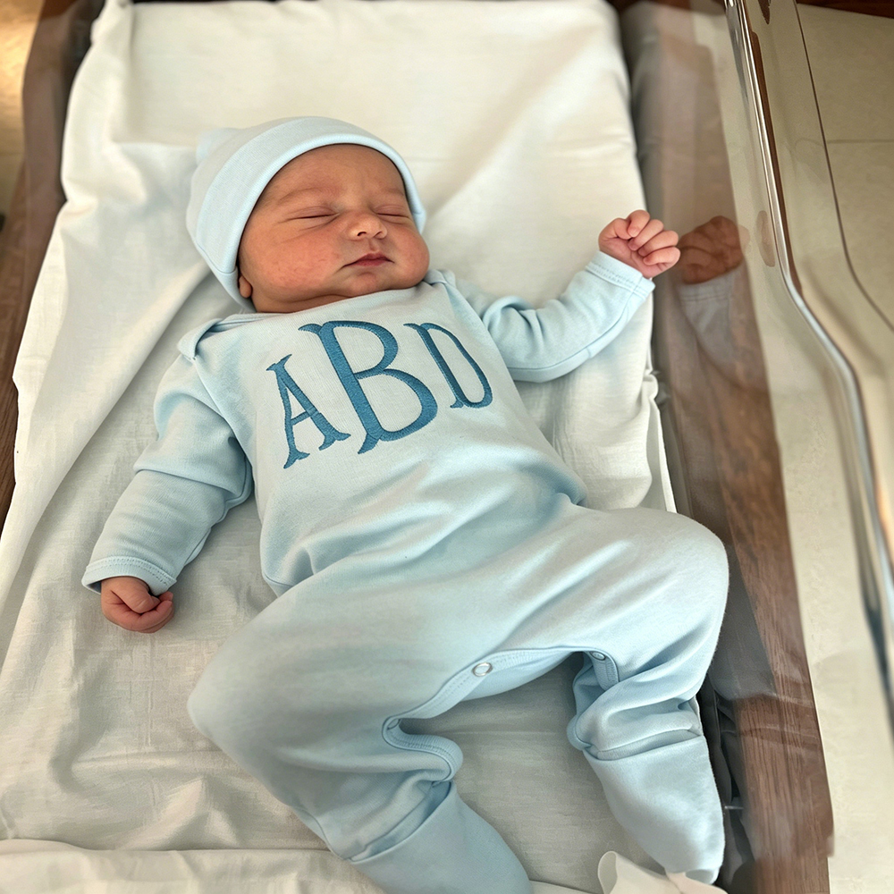 Personalized Embroidery Baby Coming Home Romper and Hat Set | CWBaby487