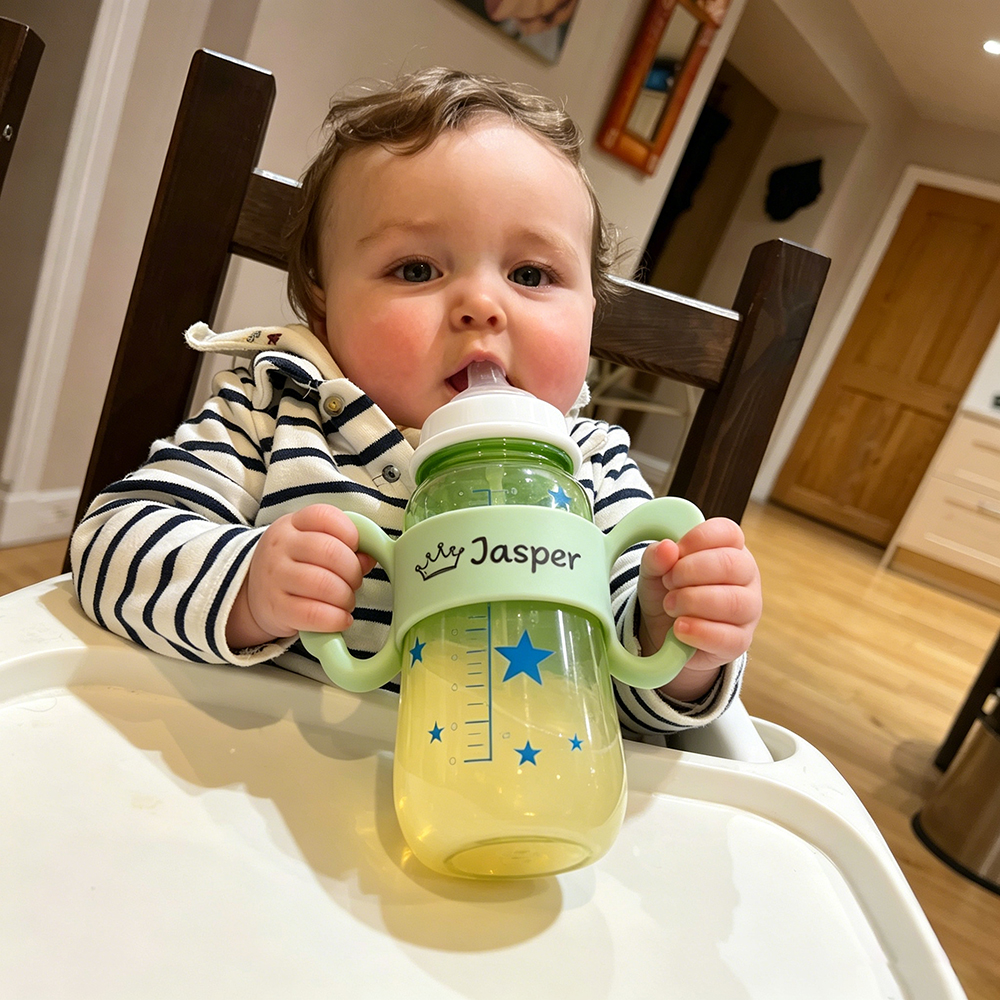 Personalised Baby Silicone Bottle Holder | CWBaby489