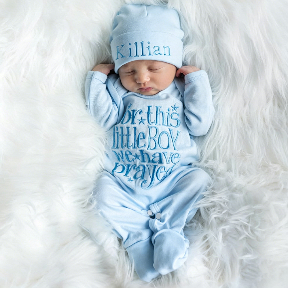 Personalized Embroidery Baby Boy Coming Home Outfit | CWBaby496