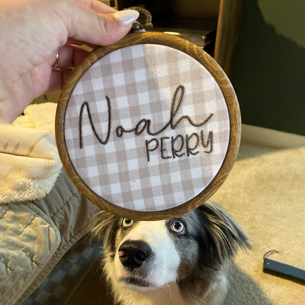 Personalized Hand Embroidery Baby Name Announcement Sign | CWBaby500