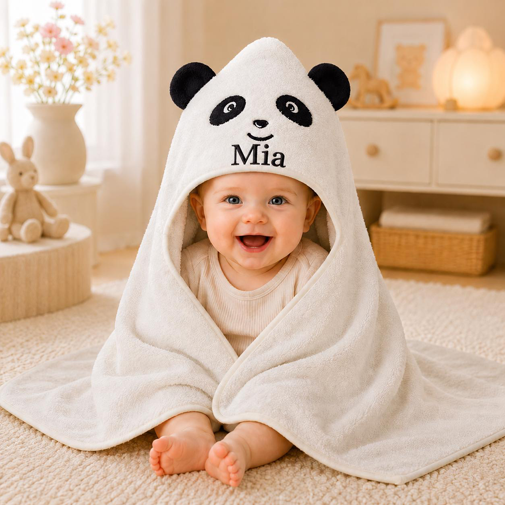 Personalized Embroidered Baby Animal Hooded Towel  | CWBaby502