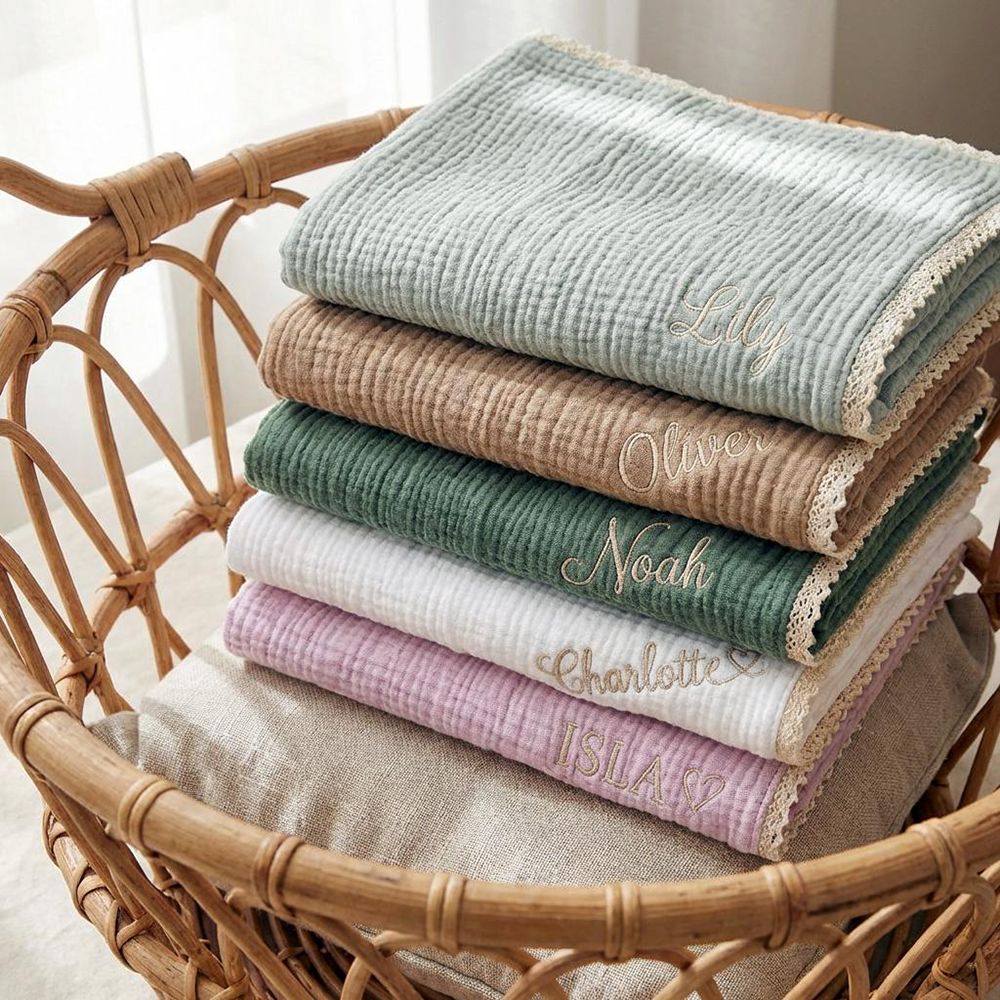 Personalized Embroidered Name Baby Swaddle Blanket for Unique Gift | CWBaby78