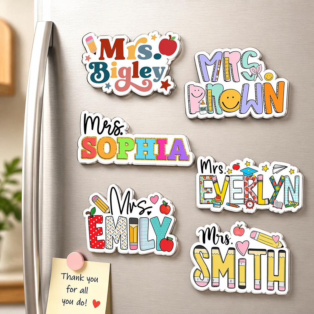 Personalized Illustrated Teacher Name Fridge Magnet | CWGift69