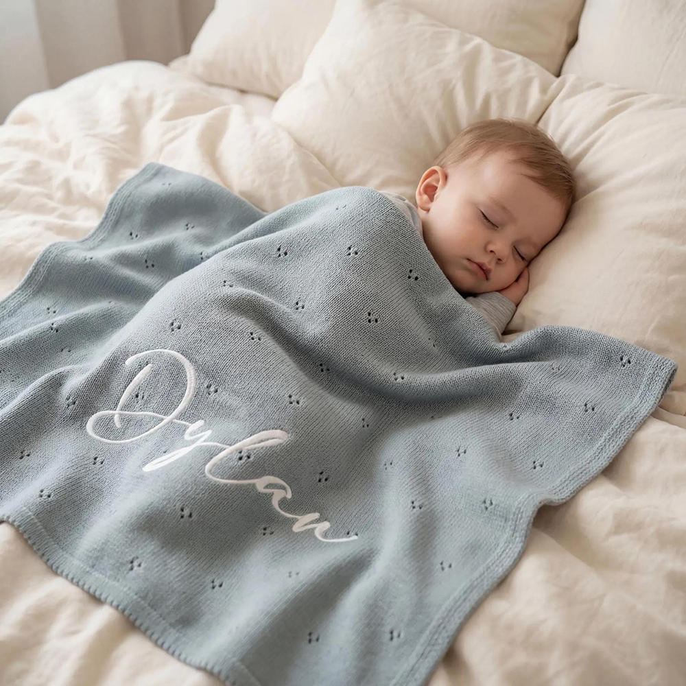 Personalized Embroidered Soft Crochet Baby Blanket | CWBaby505