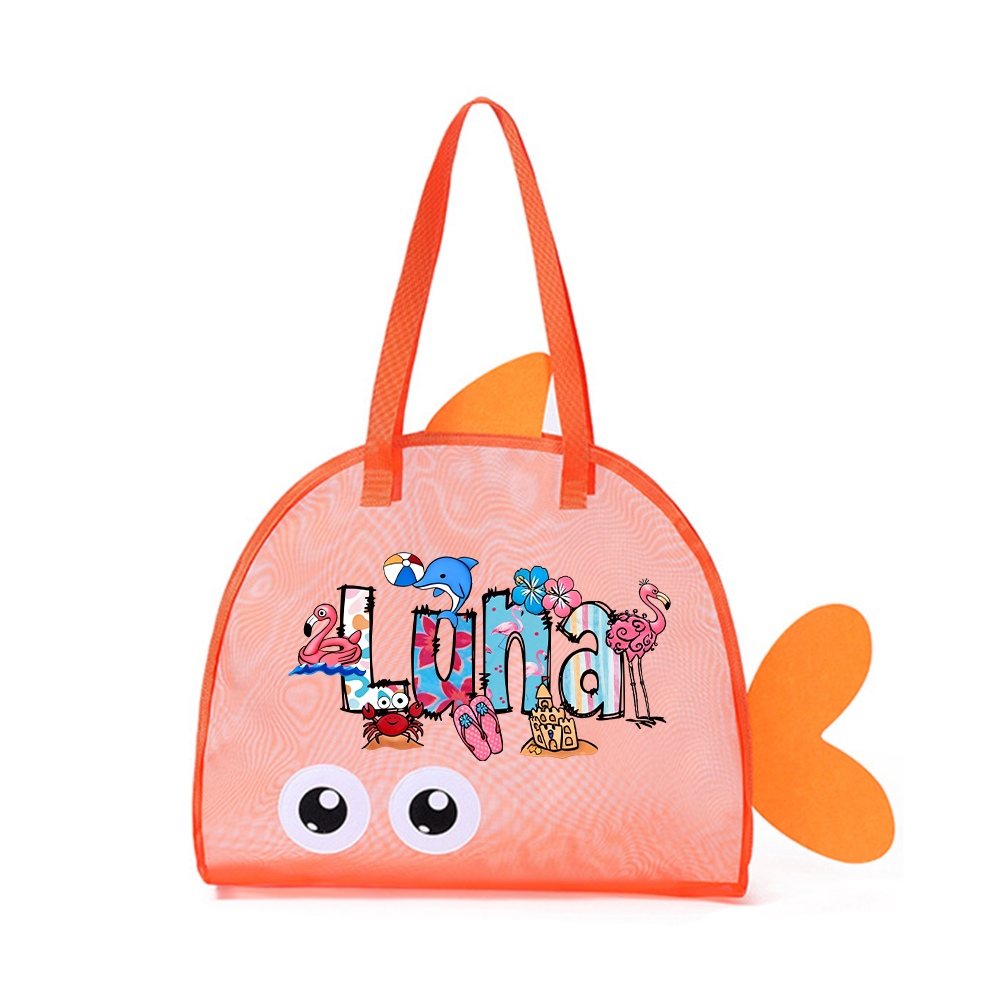 Personalized Adorable Fish Mesh Summer Beach Bag | CWBeach214