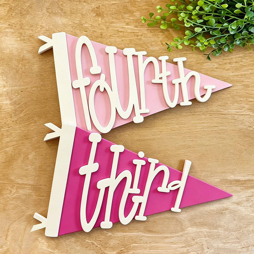 Personalized 3D Pennant Flag School Sign | CWGift71