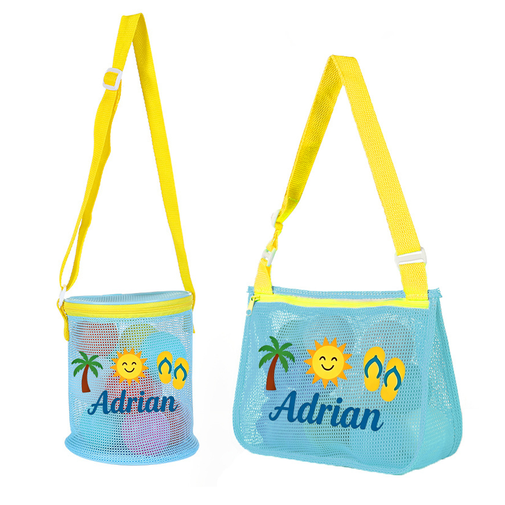 Personalized Embroidered Kids Mesh Beach Bag Set | CWBeach251