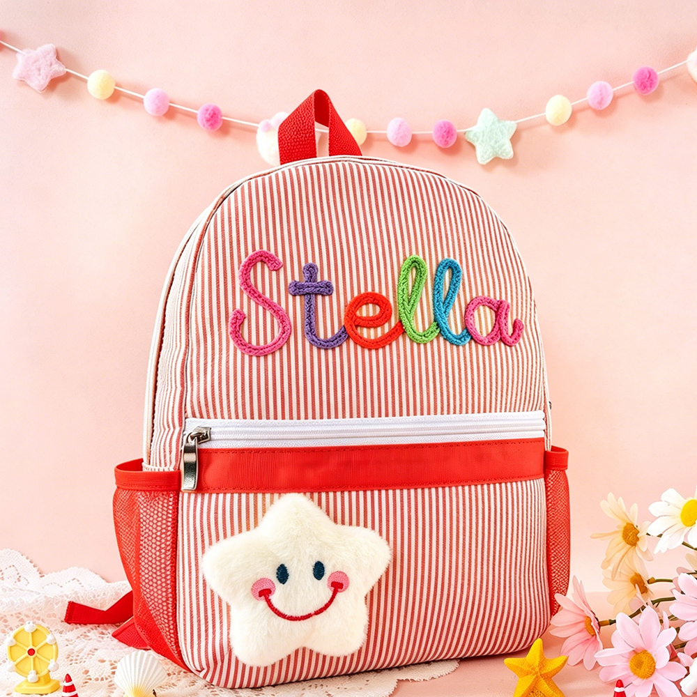 Personalized Kids Stripe Seersucker School Backpack | CWPack369
