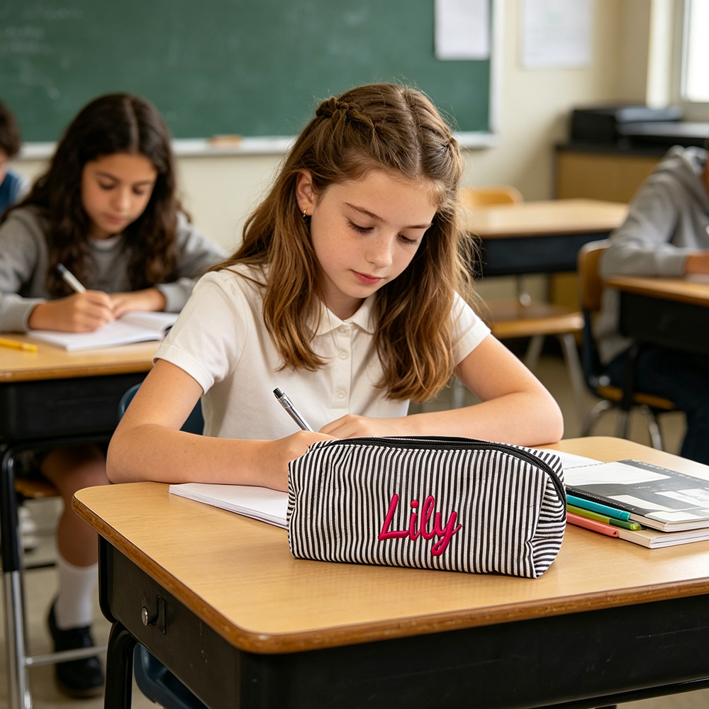 Personalized Embroidered Kids Colorful Stripe Pencil Case | CWPack371