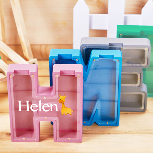 Personalized Kid Cute Wood Letter Money Boxes