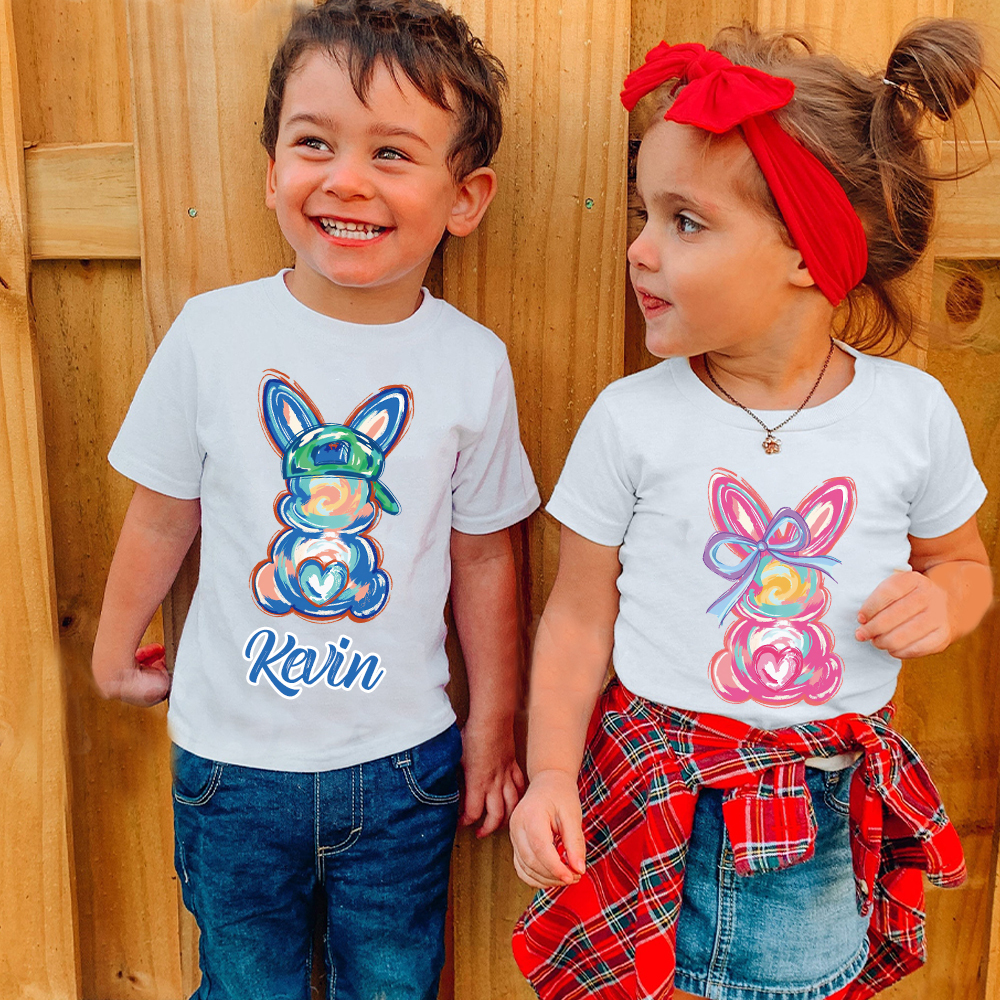 Personalized Kid Cozy Soft Easter Bunny T-Shirt | inTee13