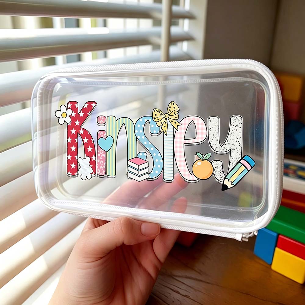 Personalized Kids Cute Doodle Hard Shell Zipper Pencil Box | CWPack375