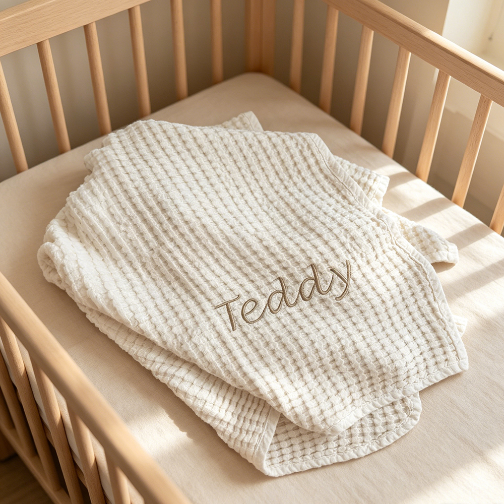 Personalized Embroidered Baby Waffle Cotton Blanket | CWBaby508