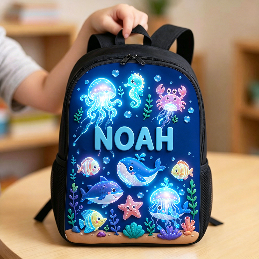Personalized Kid Adorable Ocean Animals Backpack Set | CWPack383