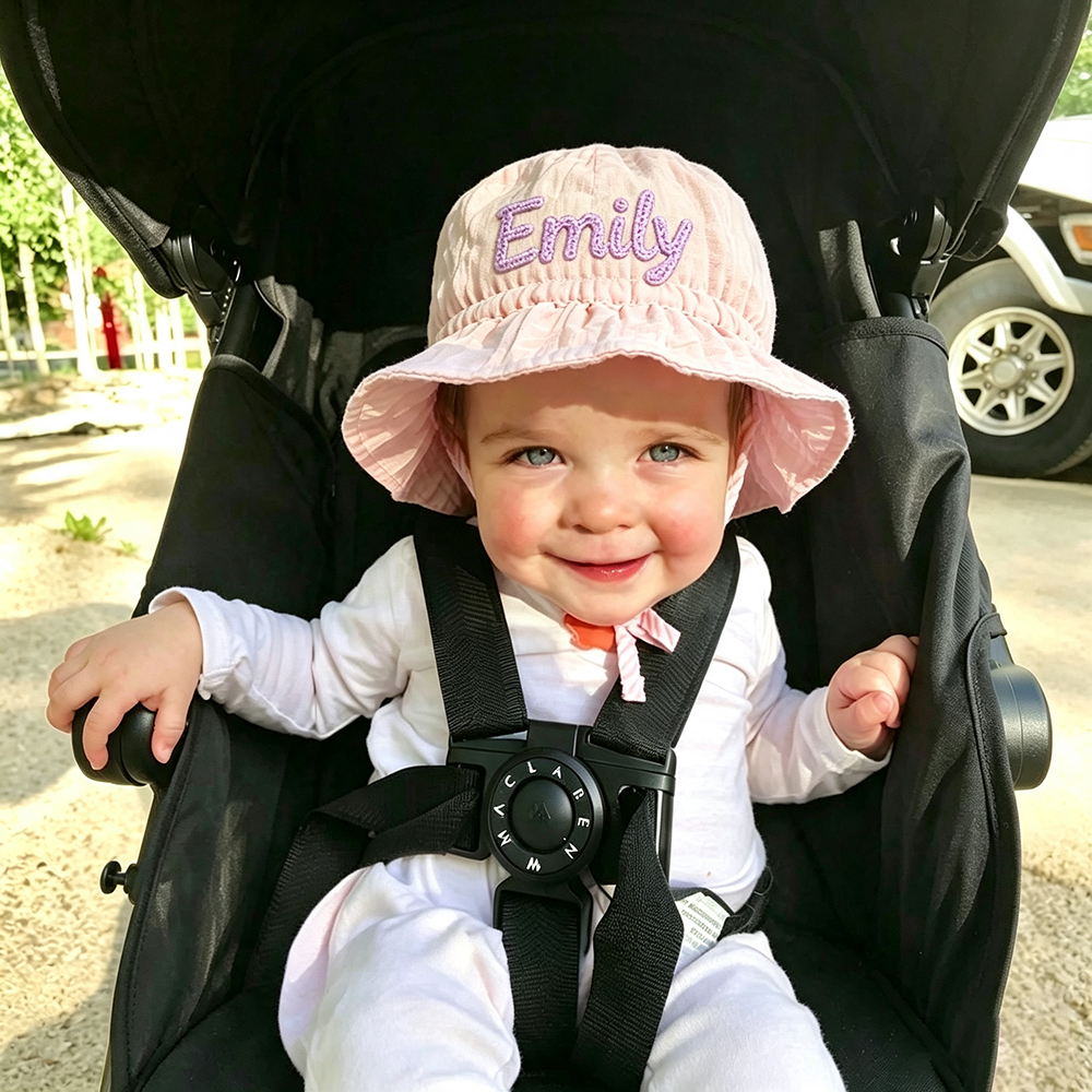 Personalized Hand Embroidered Baby Summer Bucket Hat | CWBeach261