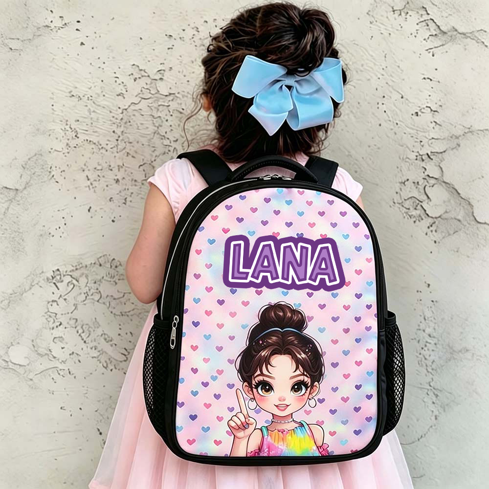 Personalized Cartoon Girl Backpack Set | CWPack386
