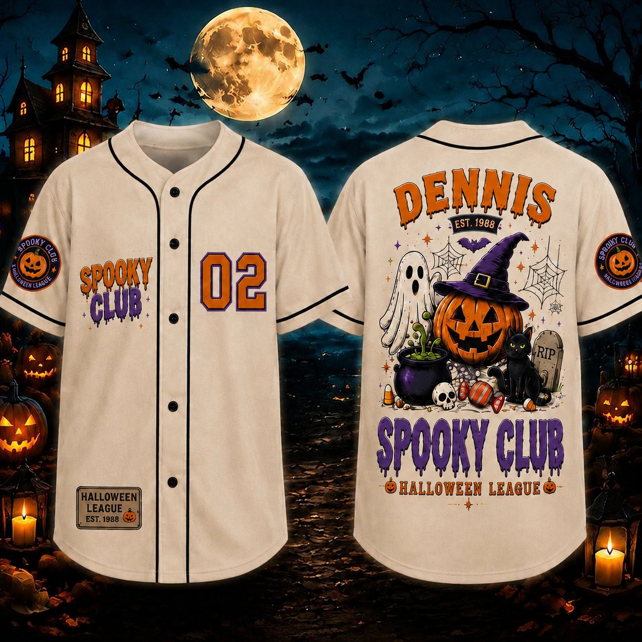 Personalized Halloween Button Up Baseball Jersey For Kid & Adult | CWHalloween90